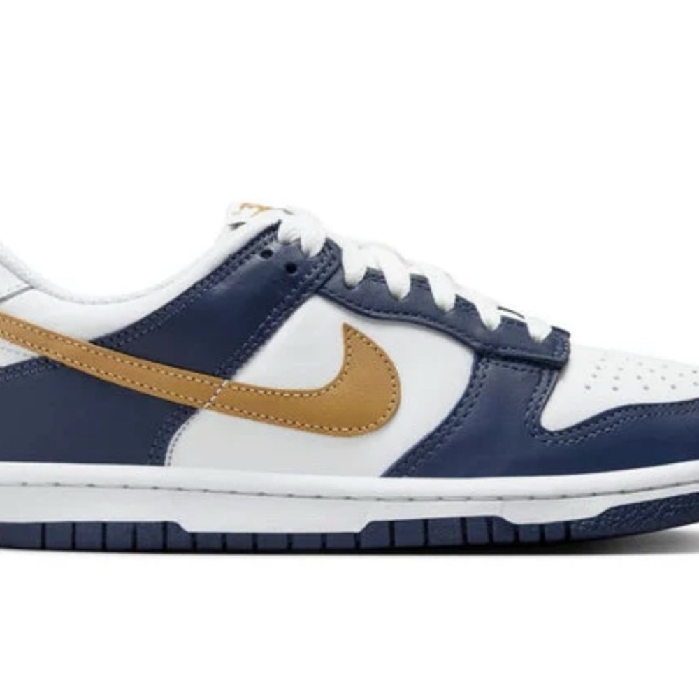 Nike Navy and Gold Low Dunk Sz 6